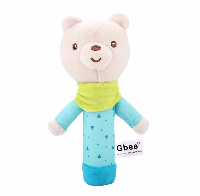 Colourful Animal Rattle Plush Stuffed Handbell Baby Soft Rattle Toys Early Development Shaker Crinkle Squeaky Sensory Rattles 6