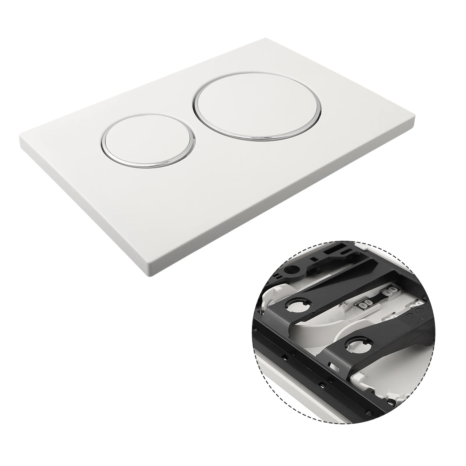 

Geberit Sigma20 Dual Flush Plate White Color Chrome Design Rings Plastic Material 24 6*16 4*1 2cm Size Complete Package