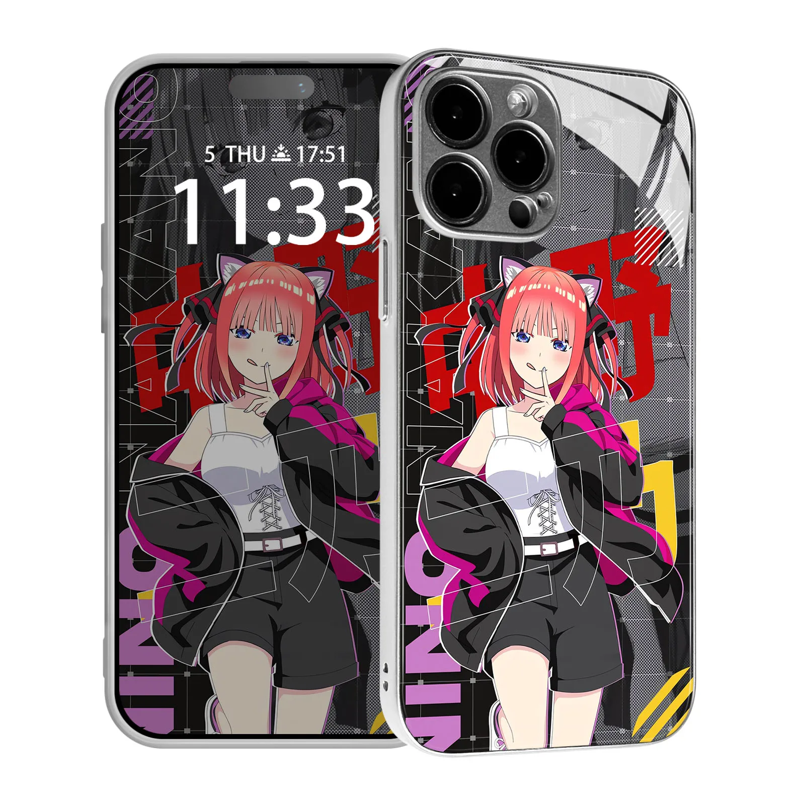 Nino Nakano Silver Anime Character Tpu Colori In Vetro Temperato Custodia Per Telefono Per Iphone 13 12 Mini 7 8 14 15 Plus 11 14 15 Pro Max
