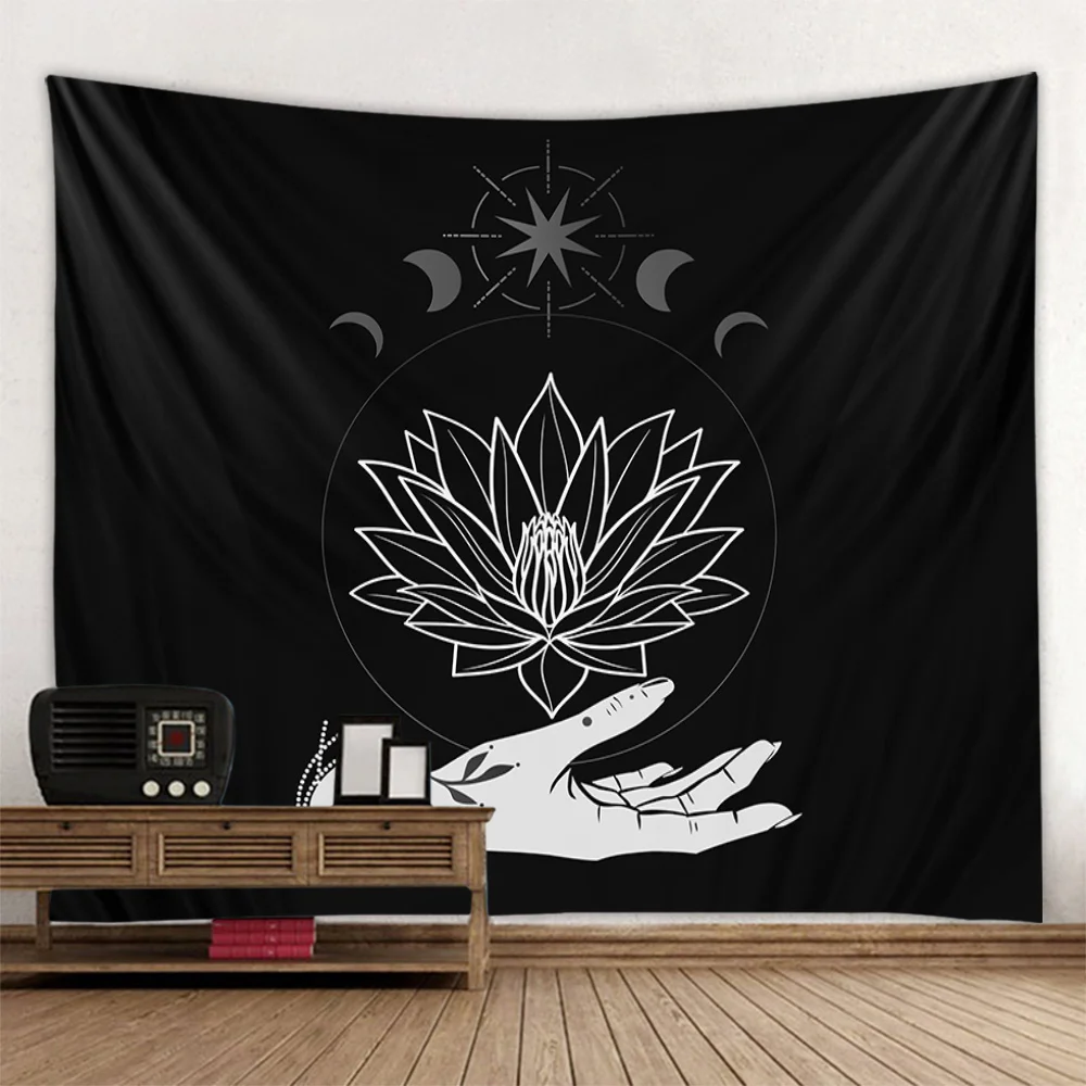 Fantasy wings, black tapestry, sun and moon, skull, home wall hanging, hippie, witchcraft, art decoration, bedroom, dormitory
