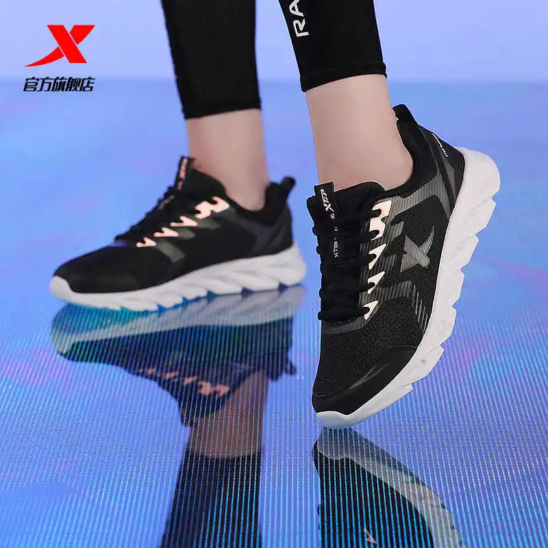 Xtep tênis de corrida antiderrapante macio sapatos esportivos femininos couro superior absorção de choque tênis femininos para mulher 879318110073 3