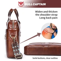 BULLCAPTAIN sac pour ordinateur portable en cuir, couche supérieure en cuir 15 "sac pour ordinateur portable porte-documents pour ordinateur portable pour hommes porte-documents travail sac de voyage d'affaires 053 4
