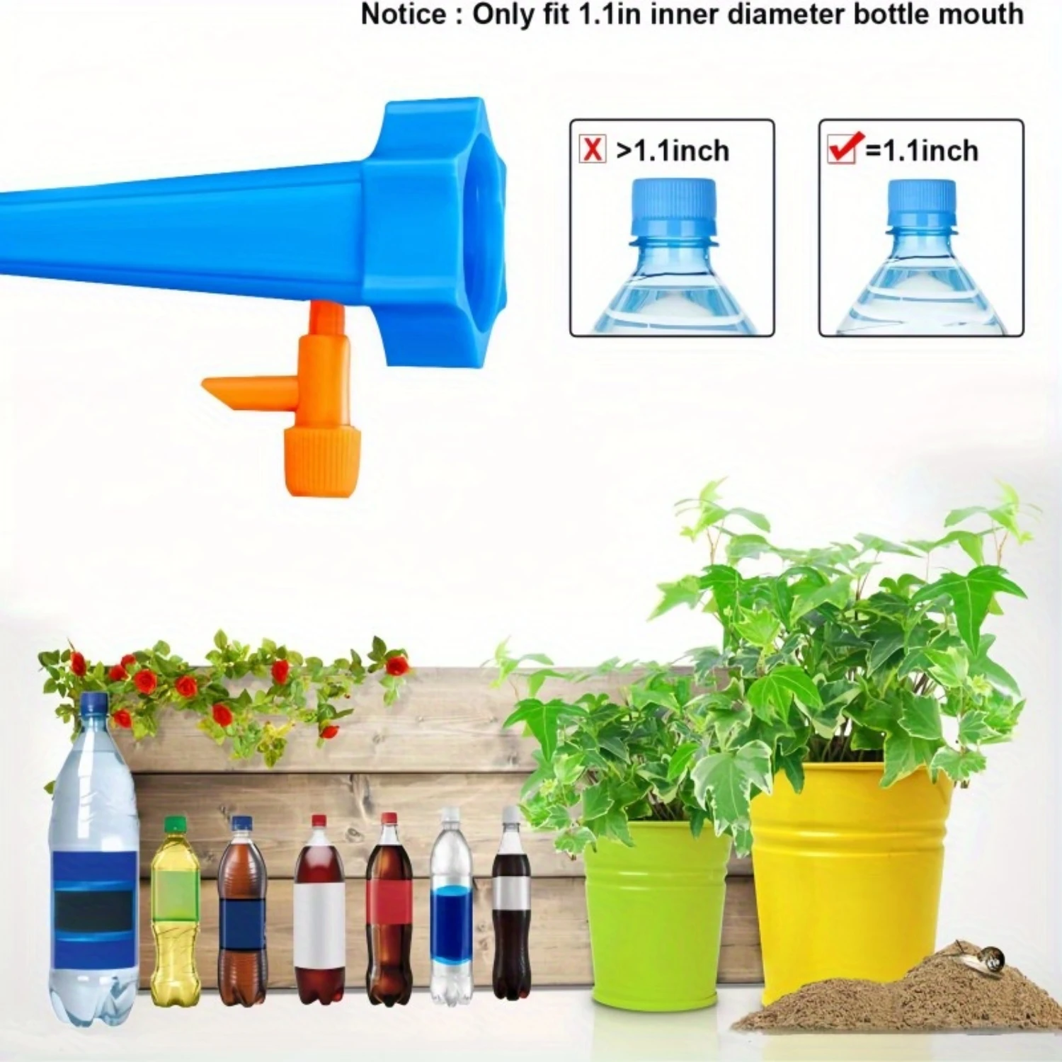 Adjustable Self-Watering Spikes for 1.1" Bottle Diameter-Suitable for Greenhouse Use