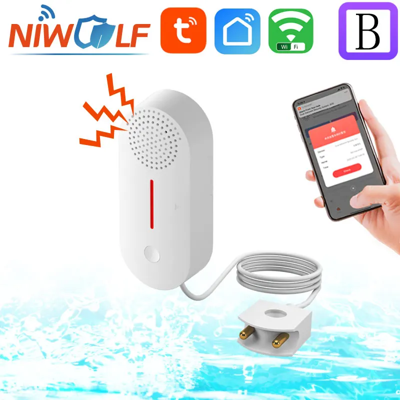 tuya wi fi sensor de água casa inteligente detector de vazamento de água detecção de vazamento alerta inundação overflow alarme segurança