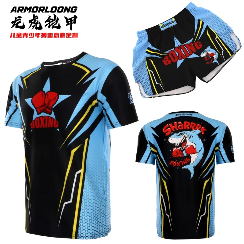 Boxing Gym Physical Fitness Children Adult MMA Fighting Suit Thai Boxing Training Men and Women Sports Fitness Boxing Suit fight boxing fighting training boys and girls competition mma short sleeve shorts jujitsu suit fitness suit