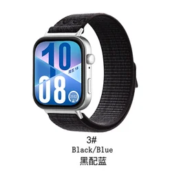 Nylon Woven Sports Smartwatch Strap - Durable Wristband Bracelet for huawei fit 4pro (3 Black and blue)