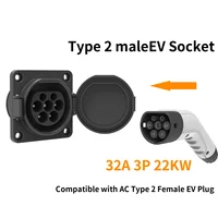 WUFEN EVSE ประเภท 2 ซ็อกเก็ตชาย 16A & 32A 1P & 3P สําหรับรถยนต์ไฟฟ้ารถด้านข้าง Charger IEC 62196 ประเภท 2 ซ็อกเก็ต EV Charger SOCKET 32A 4