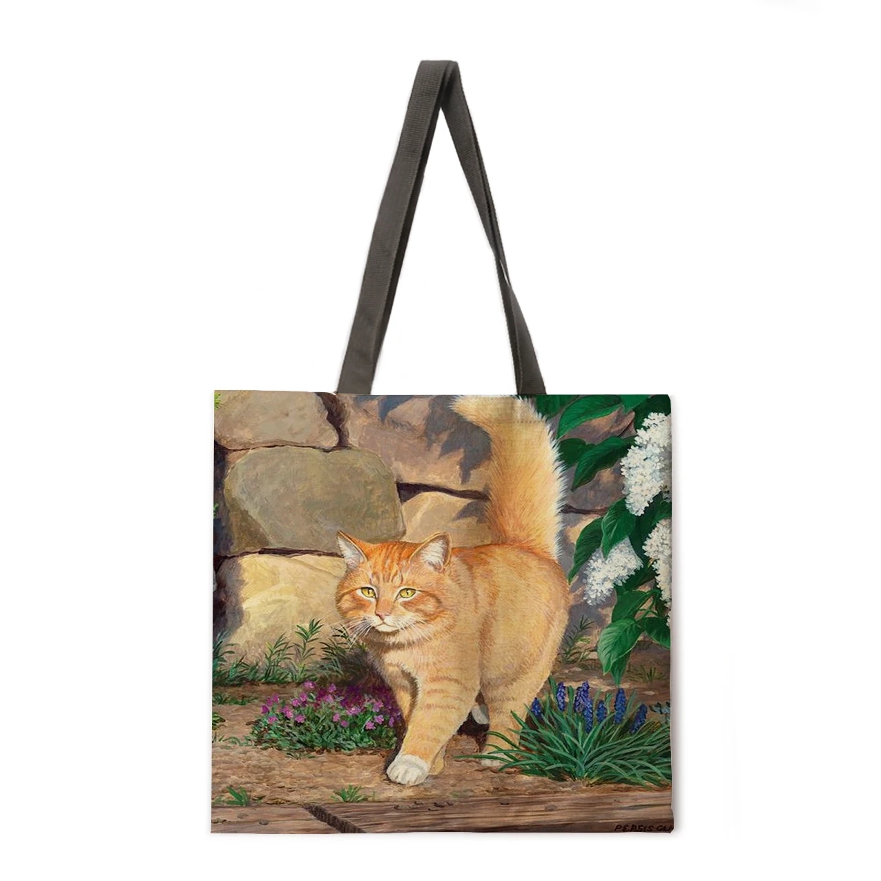 

Idyllic Cat Print Barber Fabric Tote Shopping Office Reusable Leisure Shoulder Bag