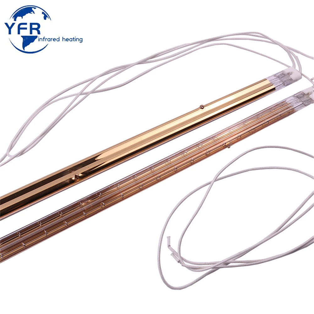 Infrared Twin tube IR heater short wave quartz heating element Gold