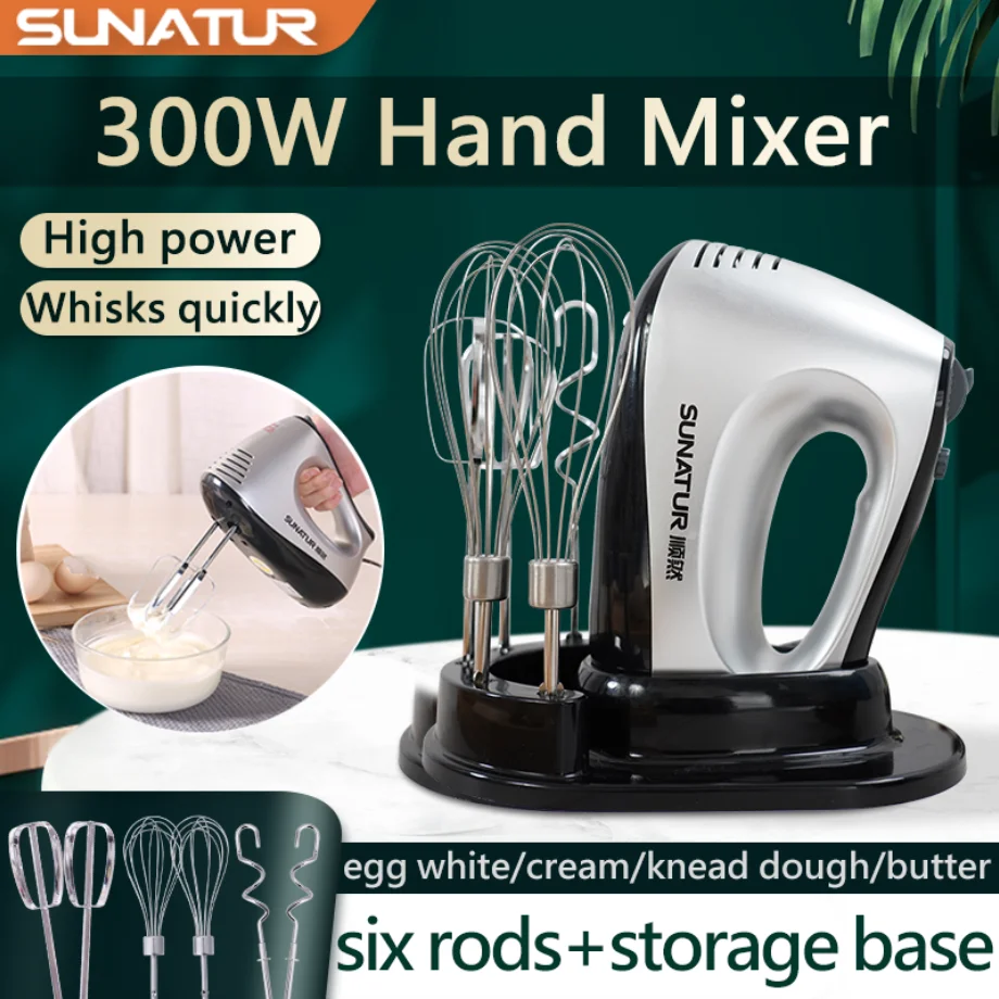 Food Mixer Handheld Blender Home Appliances SUNATUR Electric Kitchen Blender Machine Handheld Beater Processor Supports Cake Cream Egg Mixing Essential Home Appliance food mixer,handheld blender,home appliances