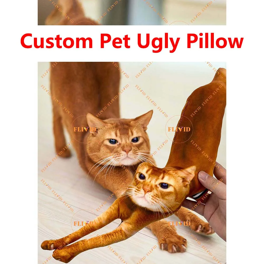 Custom 3D Pet Cat Ugly Pillow Personalized Dog Photo Pillow Animal Lover Memorial Cushion Creative Gift Sofa Throw Pillow 3
