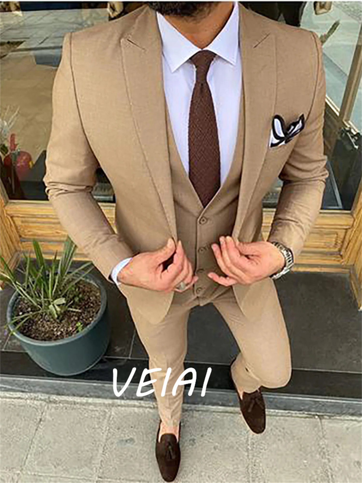 

2022 Black Men's Business Suits Single Breasted Bridegroom Formal Dinner Party Men Suits 3 Pieces(Jacket+Pant+Vest)traje novio
