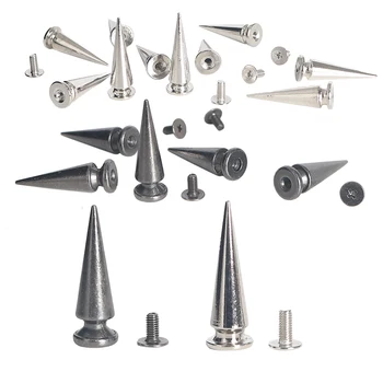 100sets Cone Zinc Alloy Spikes Studs Leathercraft Rivets Bullet Punk Spike for Clothes Bags Belt Pet Collars Tower Type 10x29mm