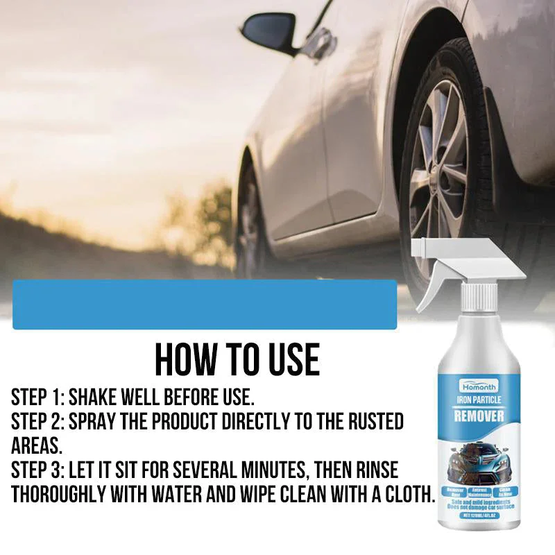 Car Paint&Wheel Iron Powder Remover Rust Dust Remover Spray Prevent Rusting Restore Clean Smooth Surface Cleaning Agent