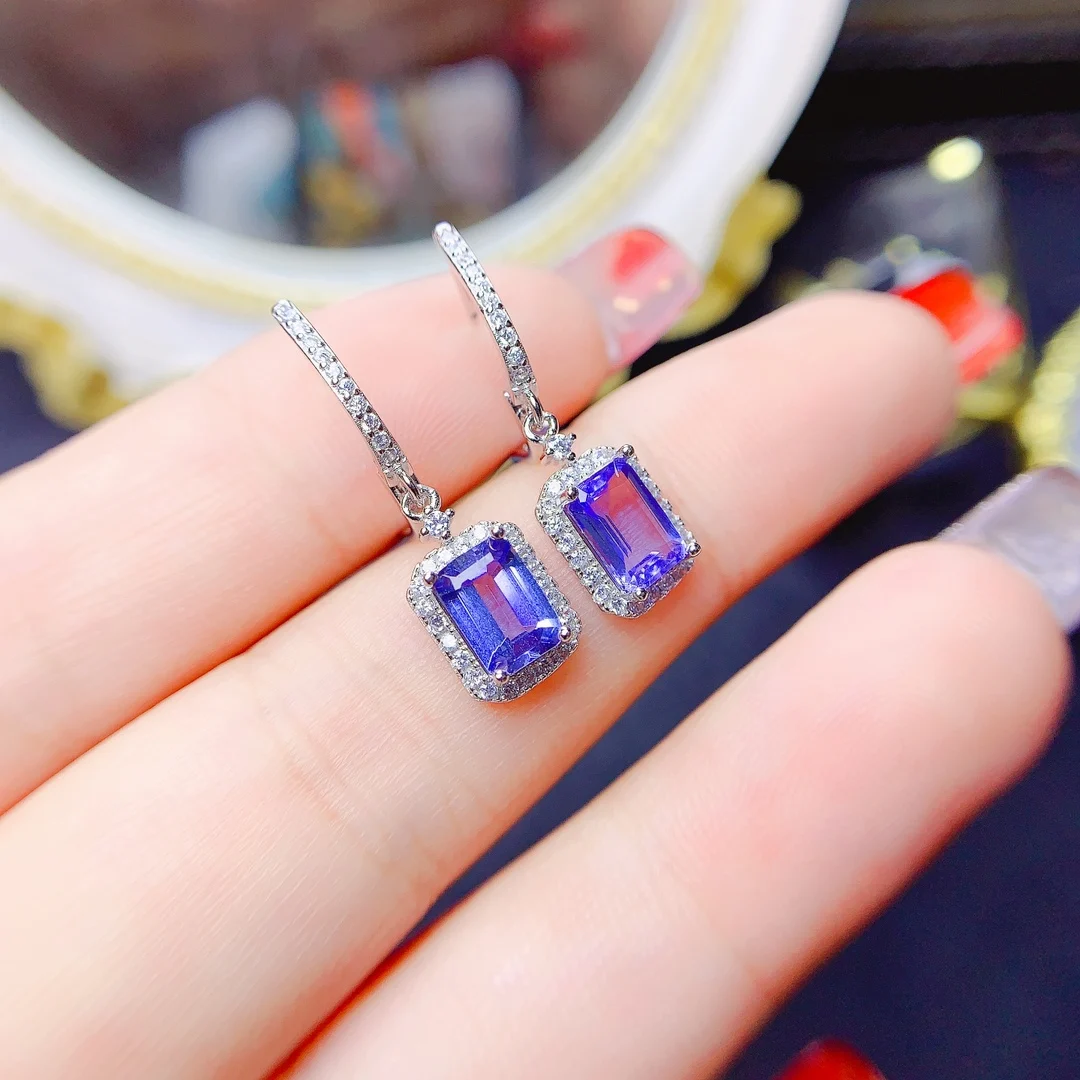 

Natural Tanzanite stud earrings, 925 Silver certified, 5x7mm gemstone, beautiful gift for girls, free shipping