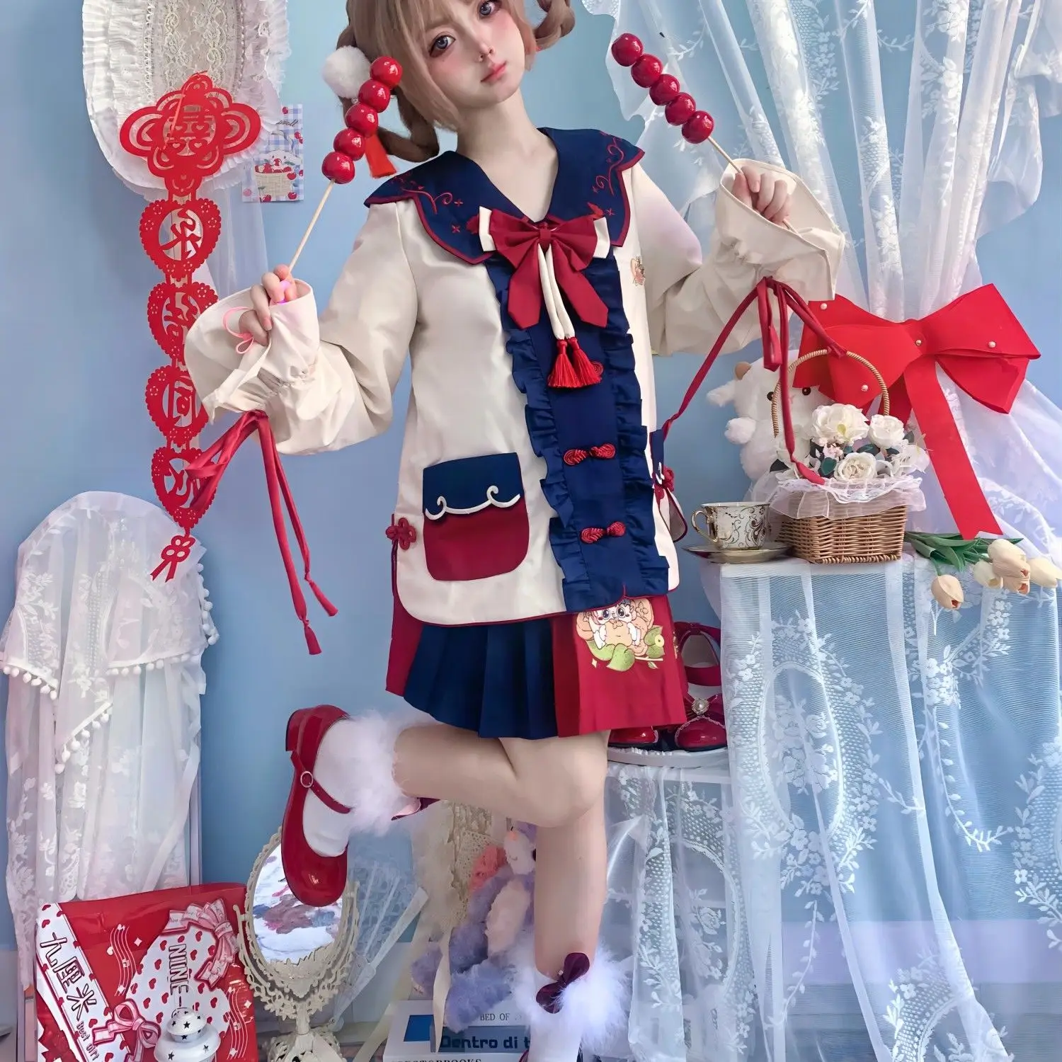 Japan School Authentic Cute Kindergarten Jk Uniform skirt Autumn Winter Long Sleeved Sailor Suit New Year Clothes Kawaii Girl