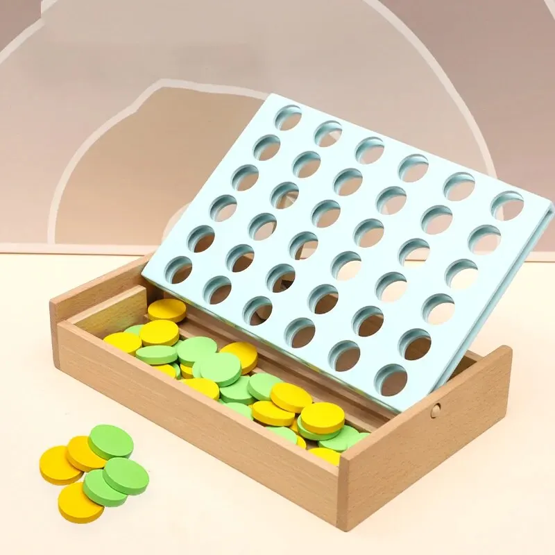 Wooden Connect 4 Classic Grid 4 in a Row Game Strategy Family Board Games 2 Players Suitable for Kids and Adults 3