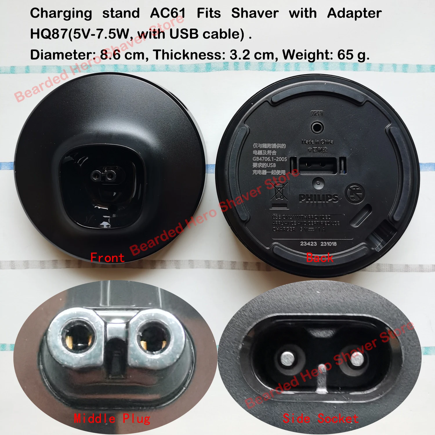 Charging Stand Compatible with Philips Electric Shaver Charging Dock AC51 AC61 Charging Dock Charging Stand 4