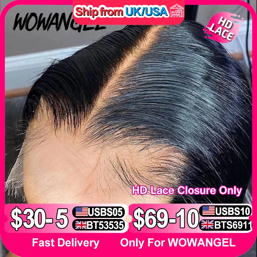 WOWANGEL 7x7/6x6/5x5 HD Lace Closure Human Hair Melt Skin Deep Part Natural Scalp Real HD Lace Closure Only Straight Virgin Hair human hair closure human hair lace product