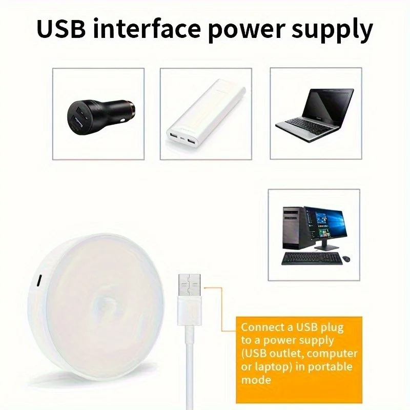 6pcs USB rechargeable LED motion sensor light, indoor adhesive magnetic closet light, induction light, 8LED light, battery power