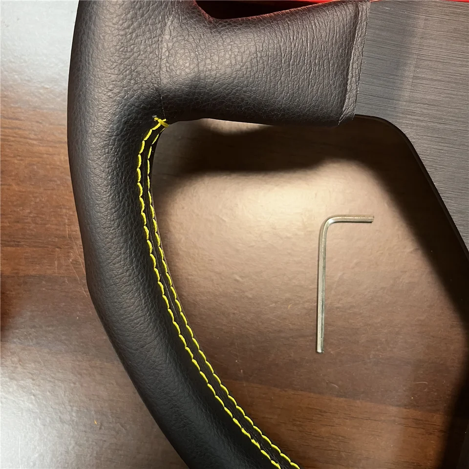 本革ドリフトスポーツステアリングホイール,黄色のライン,改造された