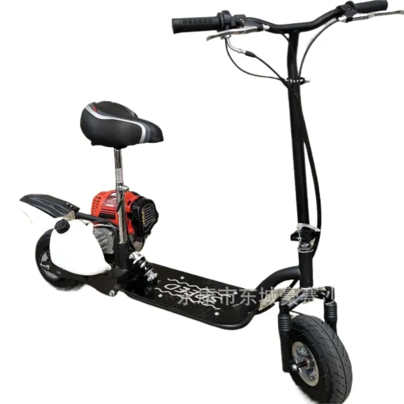 Foldable Two-Wheel Gasoline Scooters Four-Stroke Fuel Power Steam Small Mini Pedal Motorcycle