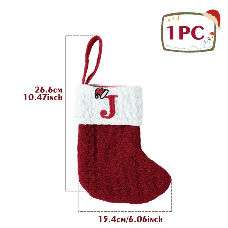 thumbnail image 1 of Letters Christmas Stocking New Knitting Christmas Tree Pendant Decorations For Home Xmas Gift Santa Hat Alphabet Christmas Socks, 1 of 5
