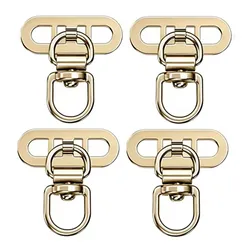 Compact 360° Rotatable Stainless Steel Ultra Thin Phone Lanyard Patch with Metal Hanging Cord Clip (4Pcs Golden)
