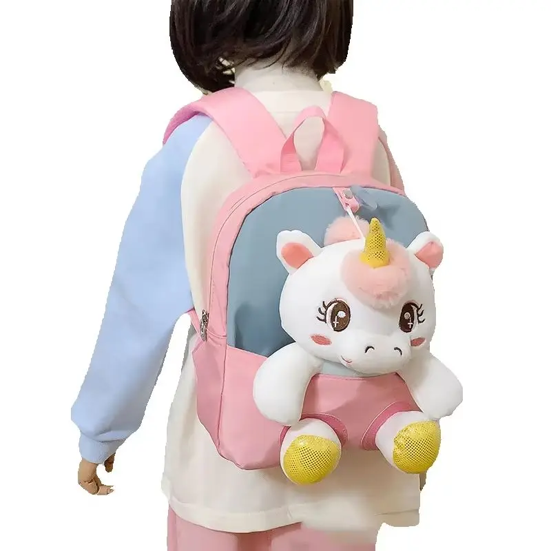 Plush 3D Unicorn Backpack for Girls Kids Children SchoolBag Cute Cartoon School Bags Kindergarten Preschool Baby Shoulder Bag 1