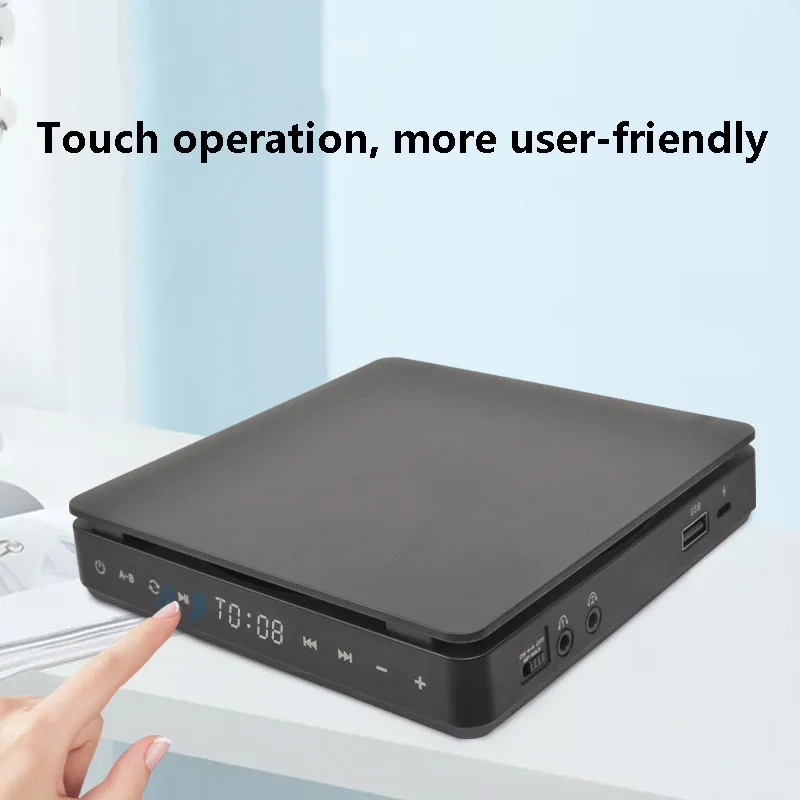 휴대용 CD 플레이어 매니아 HIFI 오디오 플레이어, 듀얼 헤드폰 잭 충전, USB 무손실 음악 플레이어, 터치 작동