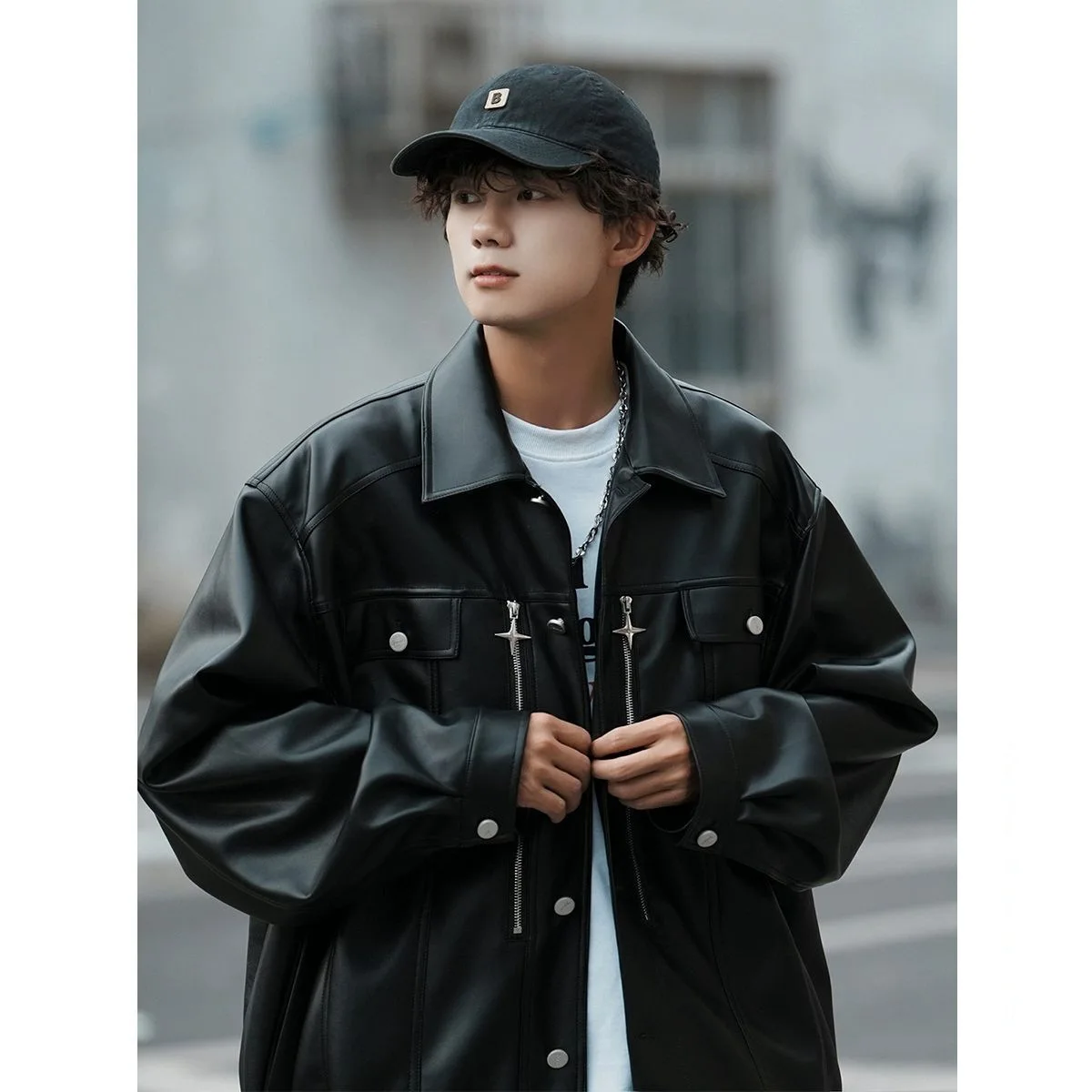 Korean Motorcycle Leather Jackets Men Large Lapel PU Casual Biker Coat  Streetwear Social Business Coat Handsome Men Clothing - AliExpress