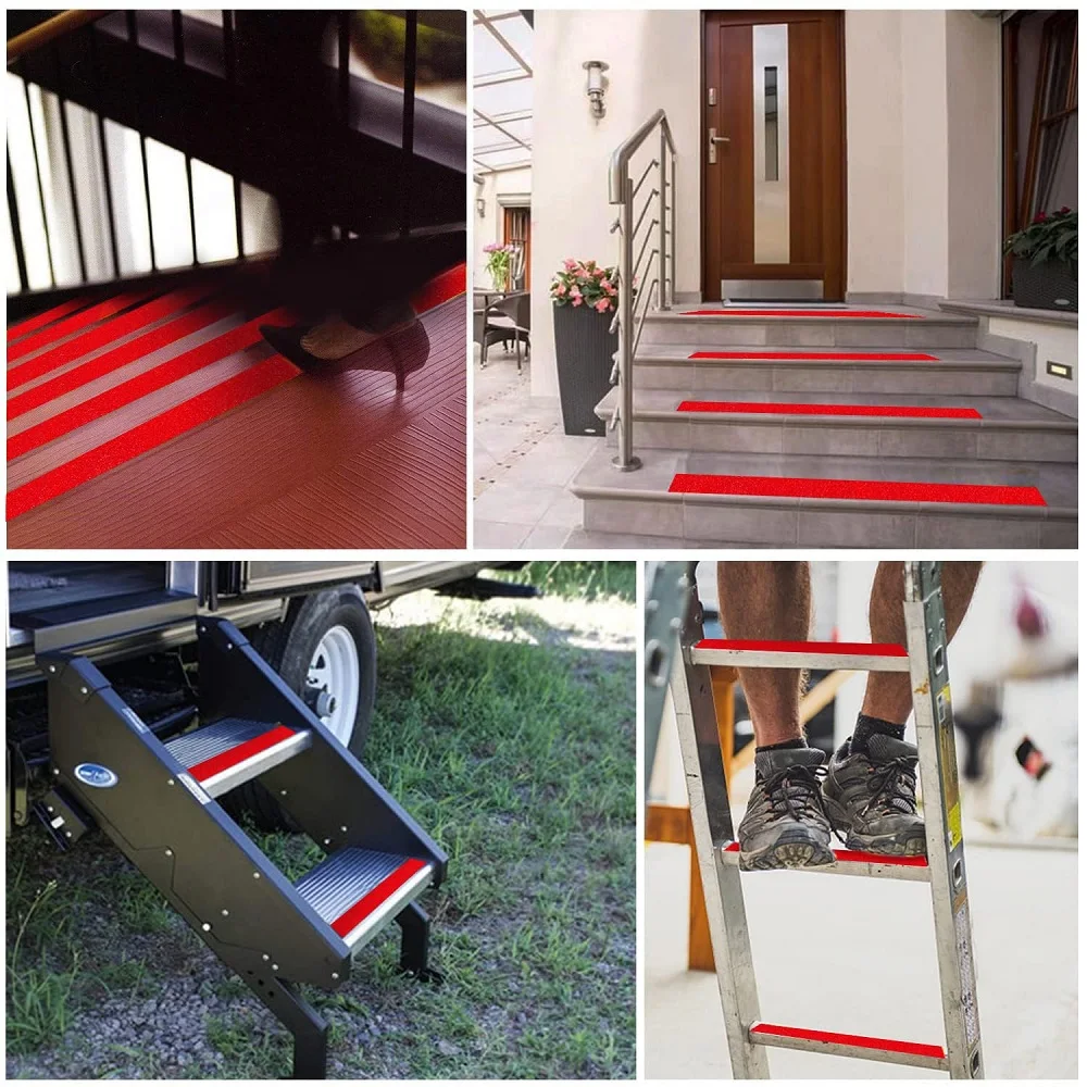 5cm*5m Red Anti Slip Tape Safety Non-Slip High Grip Adhesive Flooring Sticky Strip Steps Tread Waterproof Hazard Warning Sticker