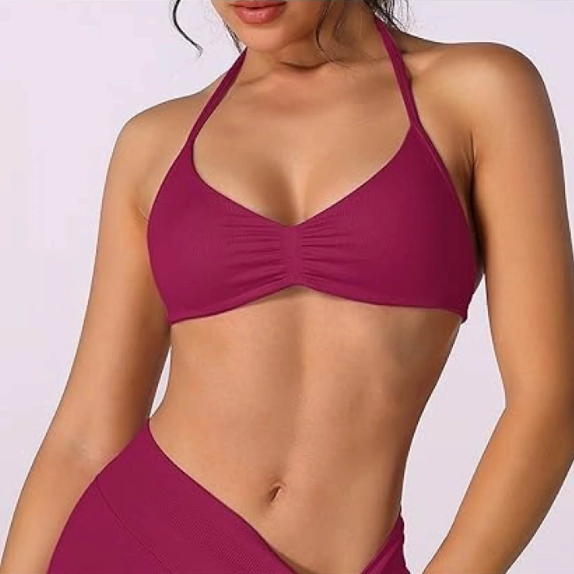 Strappy Bra Top Women High Support Thin Strap Halter Sport Seamless Bras Scrunch Workout Yoga Tank Best Sellers In Women's Clothing