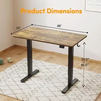 Standing Desk, Stand up Height Adjustable Home Office Electric Desk, 48 x 24 Inch Sit Stand Desk with Splice Board, Rustic Brown 2