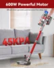 Cordless Vacuum Cleaner V15 Pro Max, 600W 45Kpa 70 Mins Self-Standing Stick Vacuum with Touch Screen, Double Dust Cup, 4