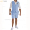 Linen Suits for Men 2 Pieces Casual Slim Fit Suit Vest with Shorts Set Prom Wedding Tuxedos for Groomsmen ( Waistcoat+Pants ) 1