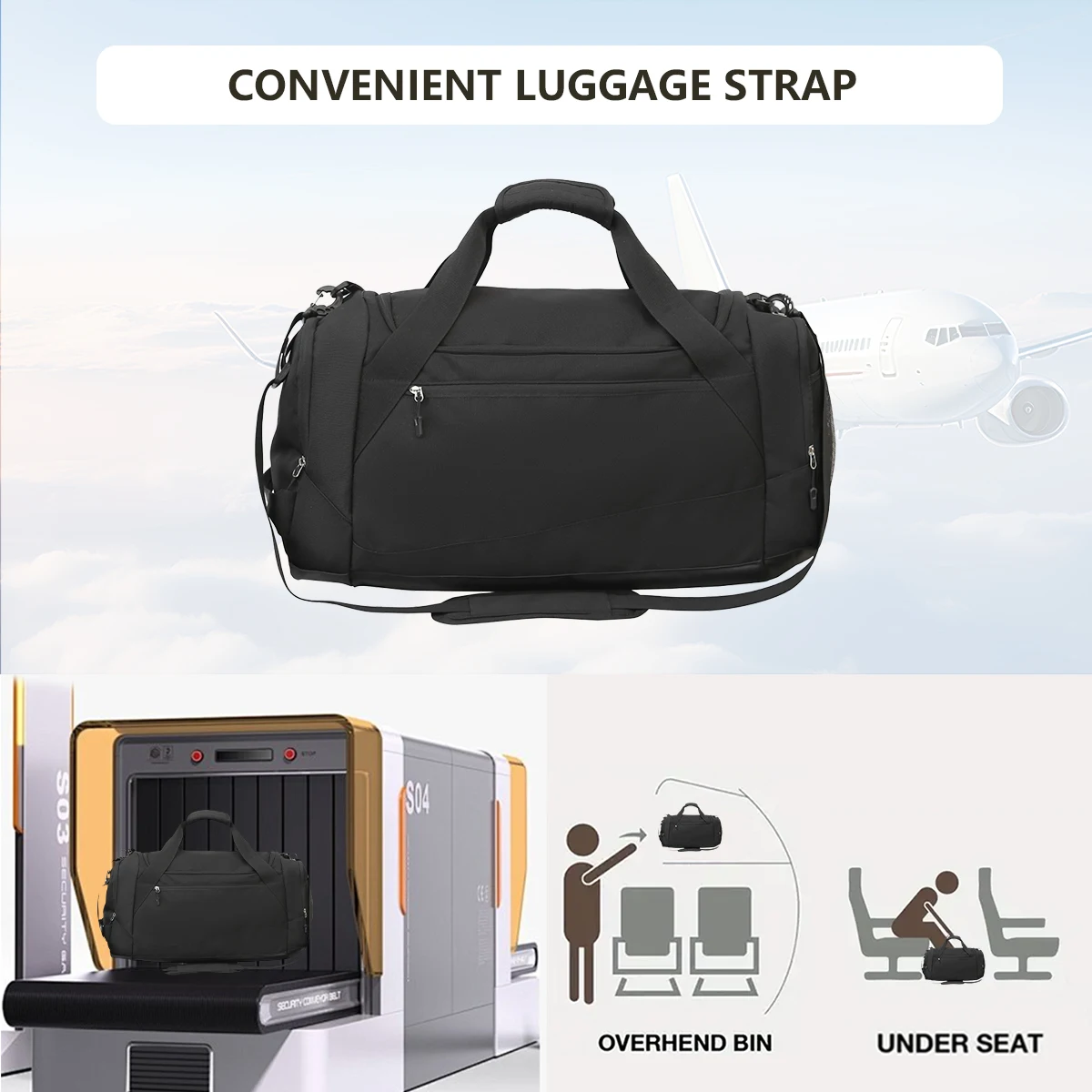 Imported Travel Bag, Large Capacity, Short-Distance Travel Storage Luggage Bag, Portable Lightweight Yoga Crossbody Sports Fitness Bag for Boarding
