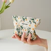 White Embroidery Daisy Women's Makeup Bag Portable Coin Purse Key Case Cosmetics Lipstick Storage Bag Commuter Liner Bag Ins 1