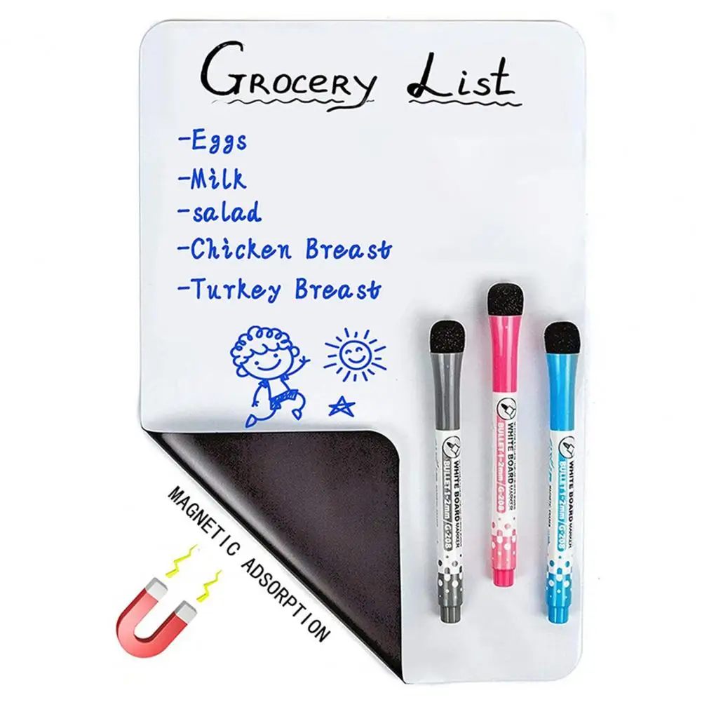 

Fridge Whiteboard with Markers Fridge Message Board Dry Erase White Board Record Note Remind Message A3 A4 Magnetic Whiteboard