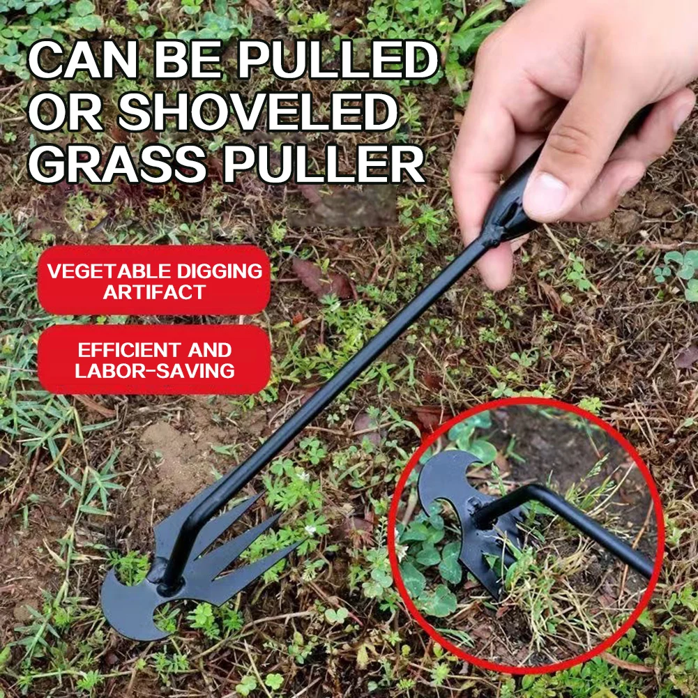Metal Weed Cleaning Shovel Garden Hoe Tool 2 in 1 Double Hoe Cultivator Gardening Weed-Puller with Handle for Flower Gardens