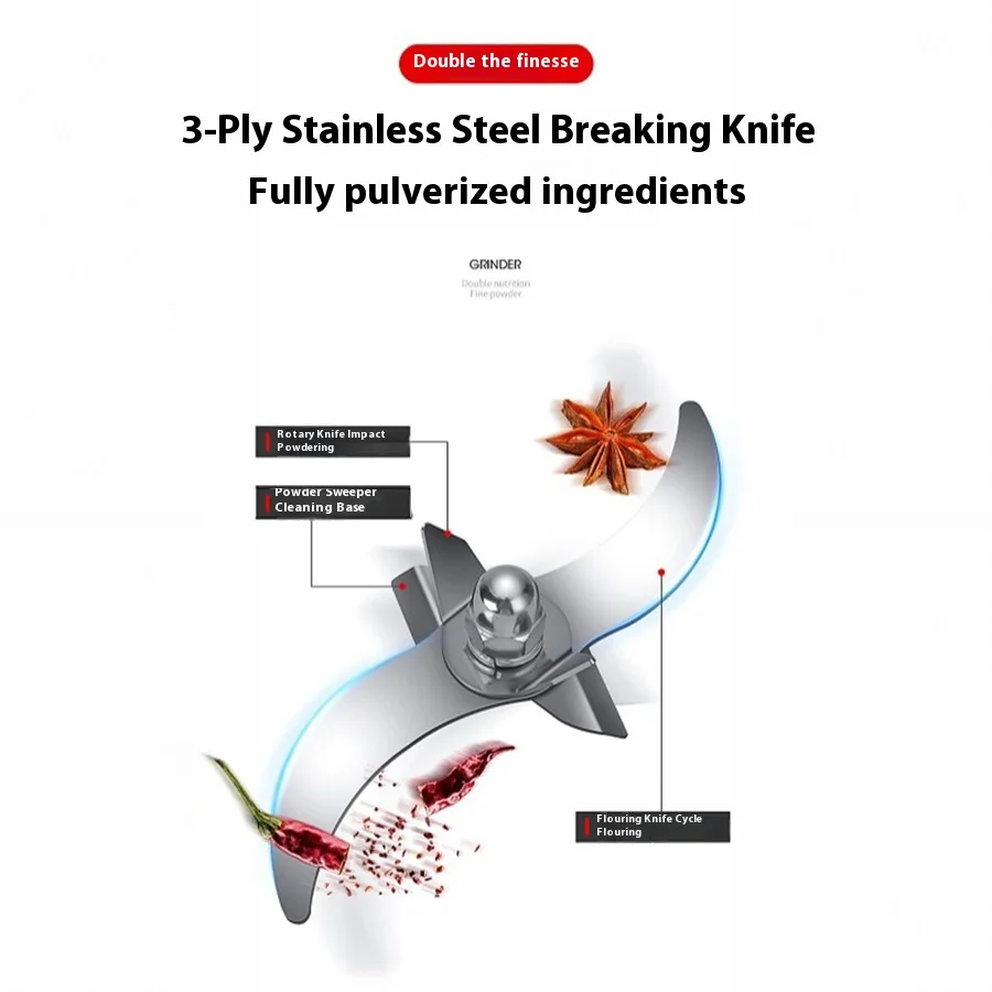 Electric Grain Grinder Stainless Steel Spice Herb Grinder Cereal Mill Flour Powder Machine for Dry Herbs Spices Coffee Corn 800G