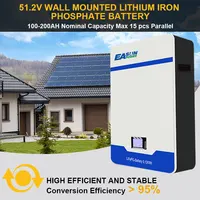 Stock ue 51.2V 100Ah 200Ah LiFePO4 batterie 5Kwh 10kwh BMS CAN/RS485 protocole de Communication batterie Lithium-Ion pour onduleur 48V 6