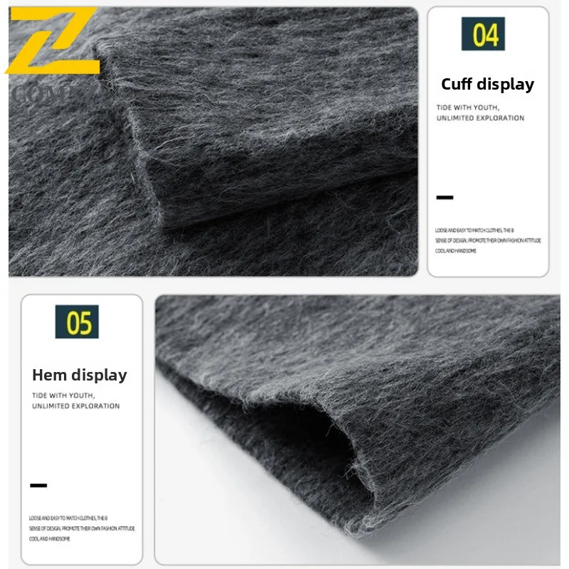 ​Men Casual Long Windbreaker Autumn Winter Korean Style Solid color Coat Windproof Fleece Lined Cold weather protection Jacket