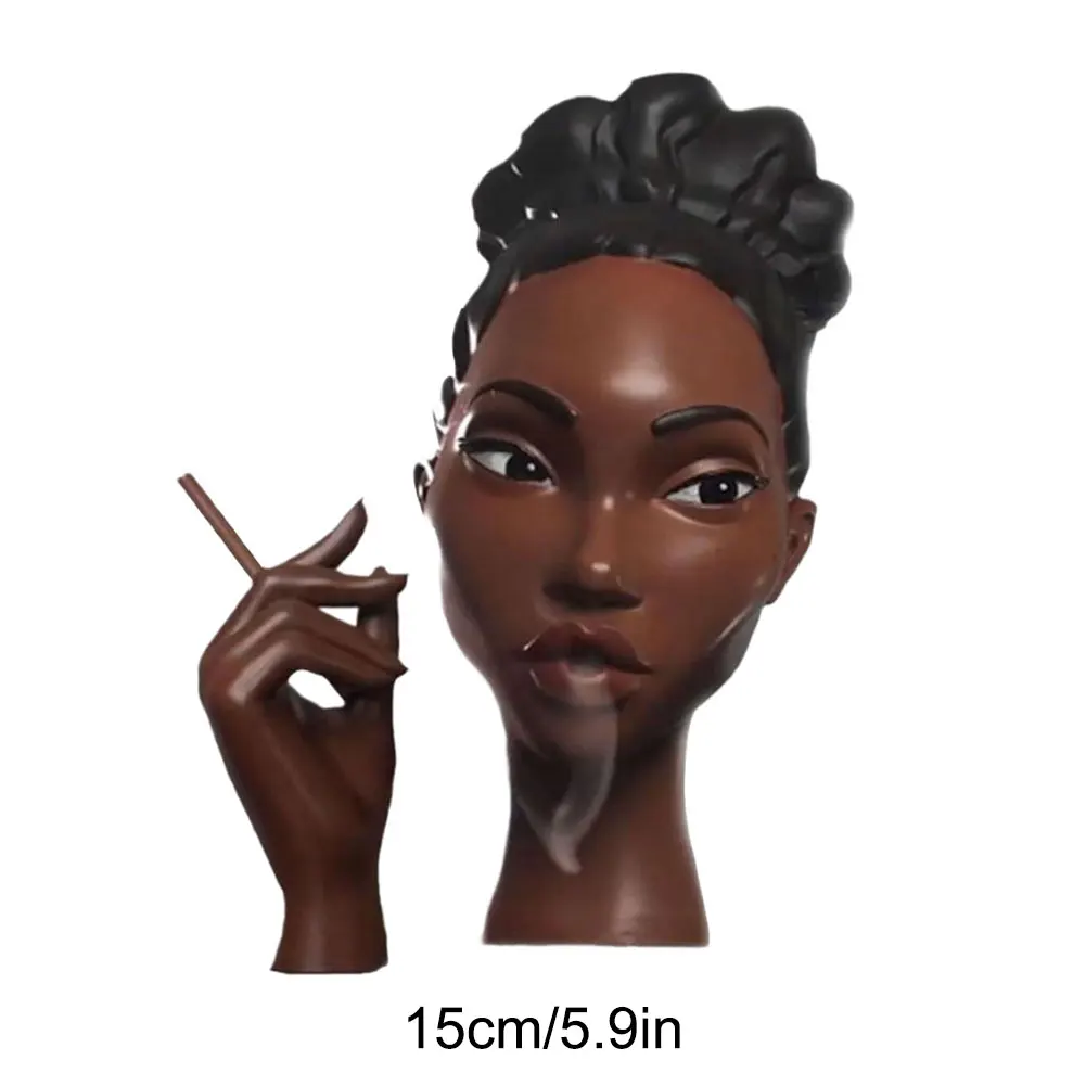 Black Woman Head Incense Burner Black Ladies Smoke Cigarettes Incense Holder Decorative Headscents Airflow Incense Burner Statue