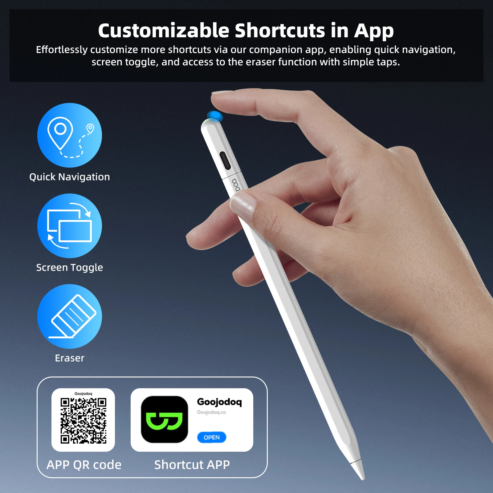 GOOJODOQ GD14 Stylus Pen For Apple Pencil 2 iPad Pencil with IPad Find My for iPad Air6/5/ 4 iPad Pro 11 2018-2024 pro 13 5
