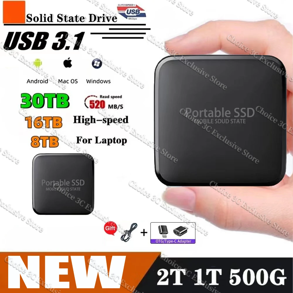 

Popular SSD 1TB Hard Disk 64tb High Speed Solid State Drive Portable External Mobile Large Storage Drive for PC desktop/notebook