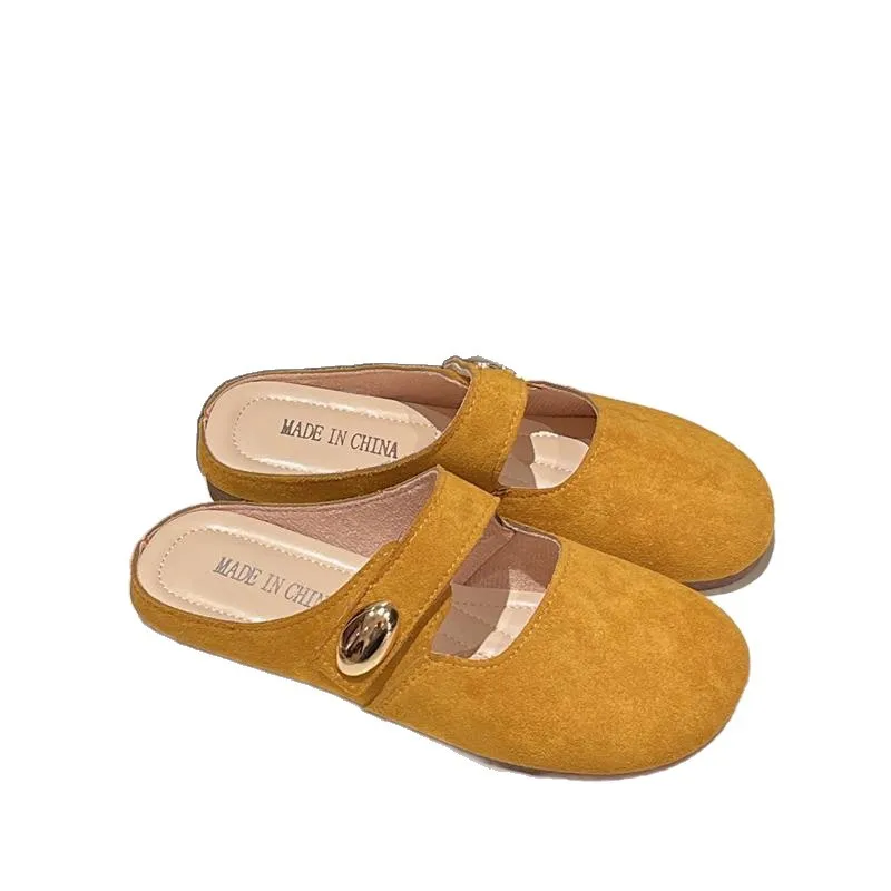 High Quality Boston Style Classic Sandals Retro metal buckle Comfortable Soft imitation Cow Suede Buckle Cork Slipper