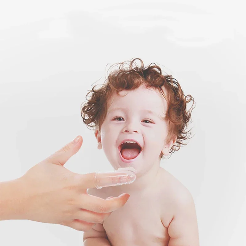 Kids Baby Toothbrush Silicone Clear Finger Brush Teether With Box Infant Boys Girls Dental Care Massage Soft Teething Cleaner baby toothbrush baby teeth cleaning tool
