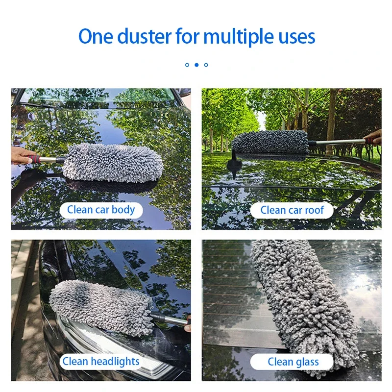 Car Body Duster Retractable Wax Dust Wash Mop Car Tyre Wheel Brush Wet And Dry Dual Use Handle Dust Remover