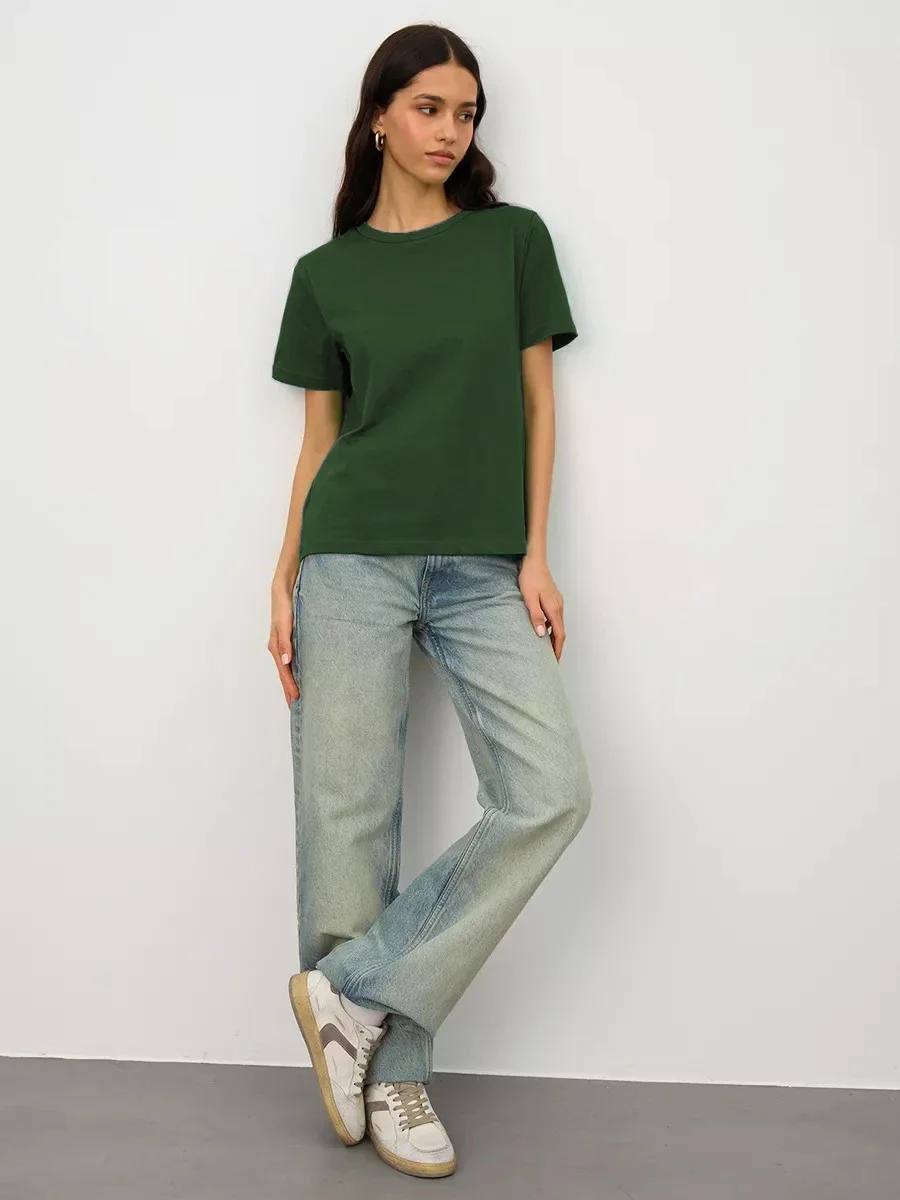 Cotton Summer Womens T-Shirt - Short Sleeve Loose Basic Top